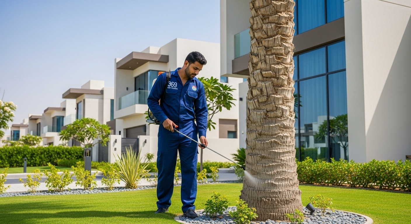 Professional ant control treatment along the exterior of a home
